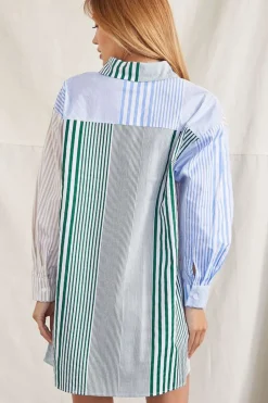 Striped Patternblock Shirt Dress