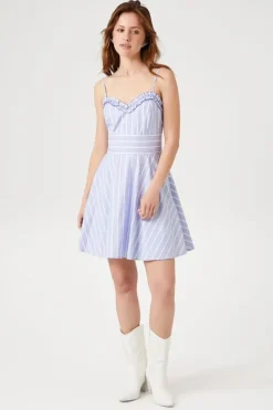 Striped Poplin Fit & Flare Dress