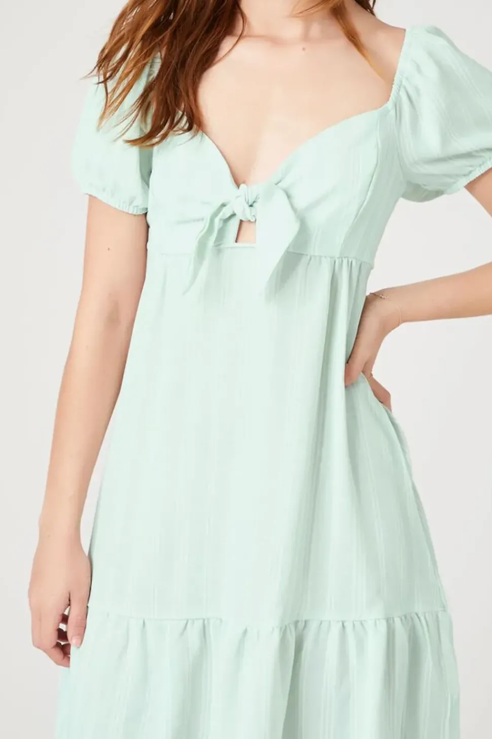 Striped Puff-Sleeve Mini Dress