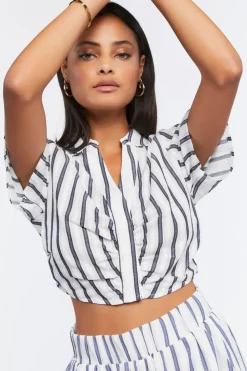 Striped Ruched Crop Top