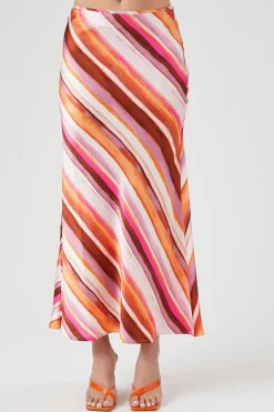 Striped Satin Maxi Skirt