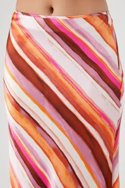 Striped Satin Maxi Skirt