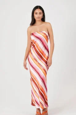 Striped Strapless Maxi Dress