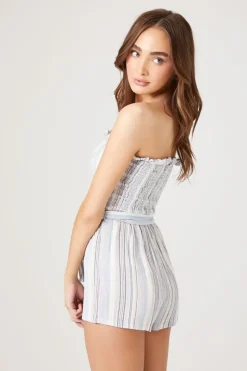 Striped Strapless Romper