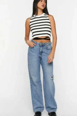 Striped Strappy Sleeveless Crop Top