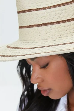 Striped Straw Fedora