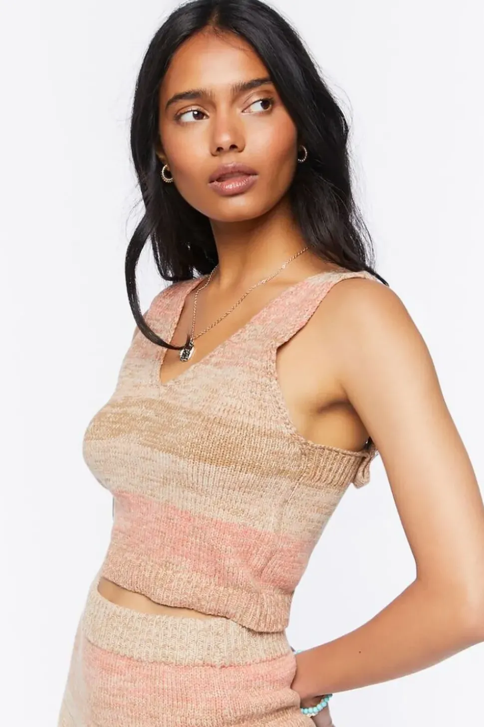 Striped Sweater-Knit Crop Top
