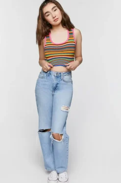 Striped Sweater-Knit Tank Top