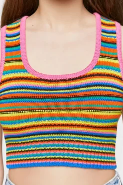 Striped Sweater-Knit Tank Top