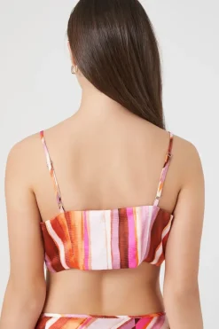Striped Tie-Front Cropped Cami