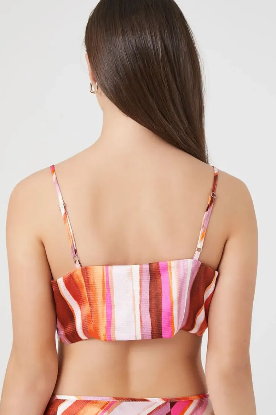 Striped Tie-Front Cropped Cami