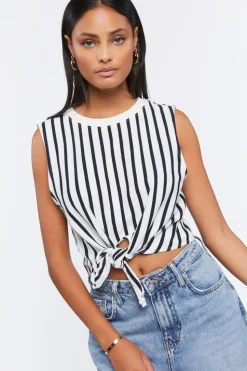 Striped Tie-Hem Crop Top
