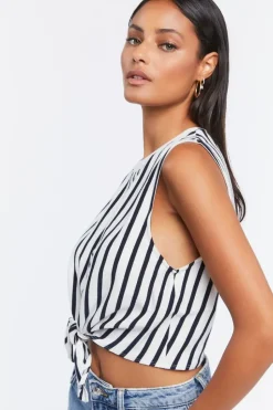 Striped Tie-Hem Crop Top
