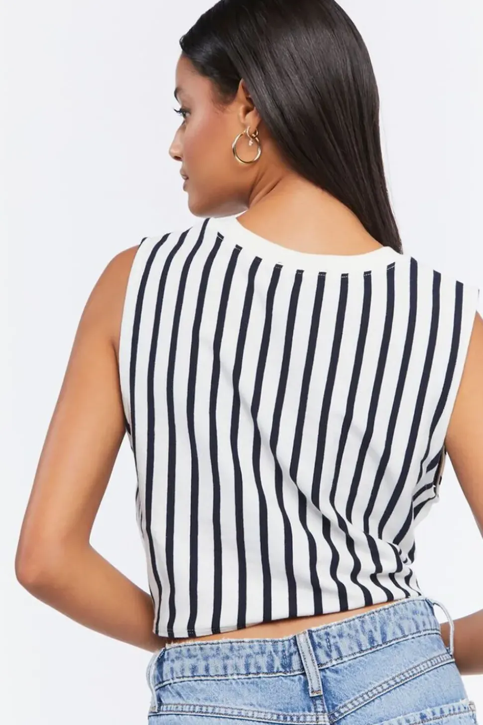 Striped Tie-Hem Crop Top