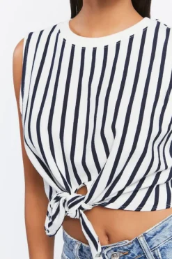 Striped Tie-Hem Crop Top