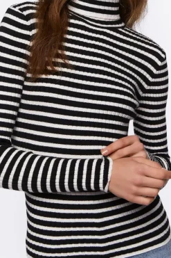 Striped Turtleneck Long-Sleeve Top
