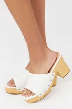 Studded Faux Leather Clog Heels