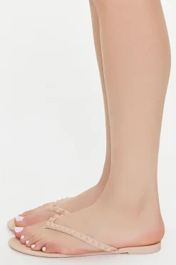 Studded Faux Leather Thong Sandals