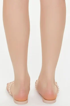 Studded Faux Leather Thong Sandals