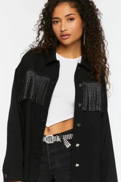 Studded Fringe Trucker Jacket