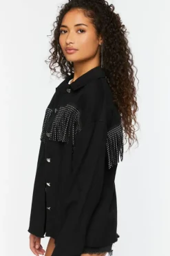 Studded Fringe Trucker Jacket