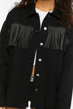 Studded Fringe Trucker Jacket