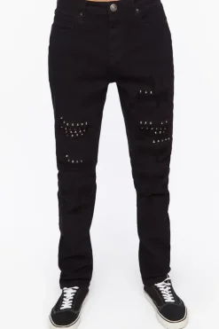 Studded Slim-Fit Jeans