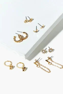 Sun & Moon Stud & Hoop Earring Set