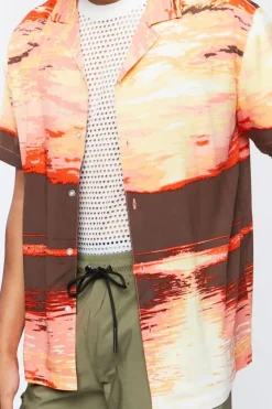 Sunset Graphic Cuban Collar Shirt
