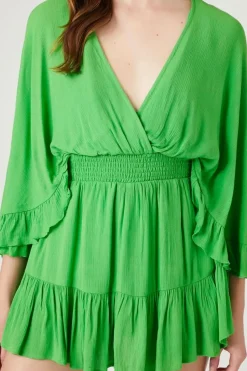 Surplice Angel-Sleeve Romper