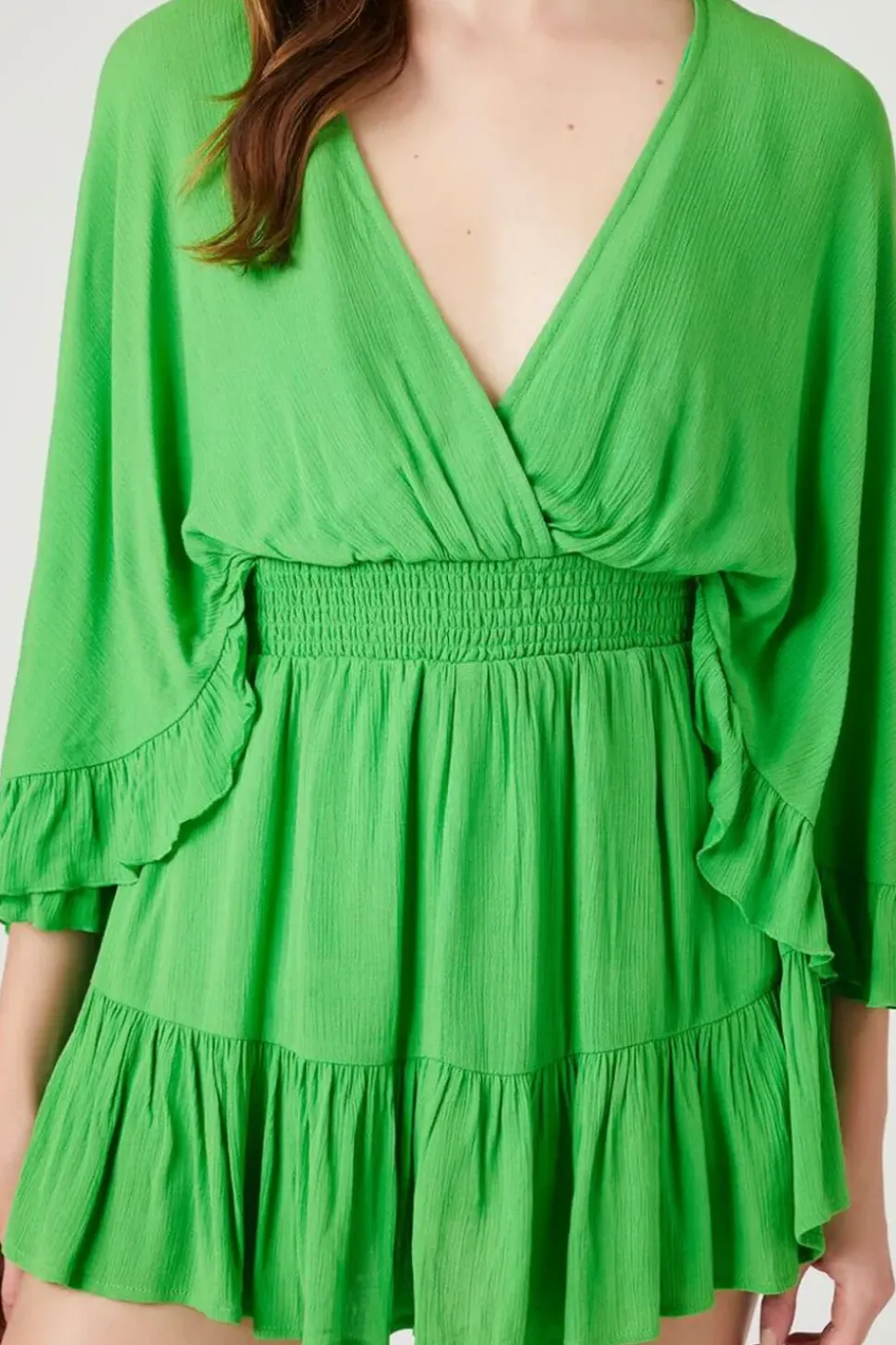 Surplice Angel-Sleeve Romper