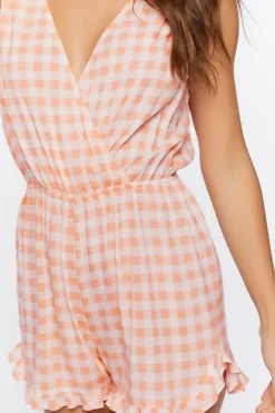 Surplice Gingham Romper