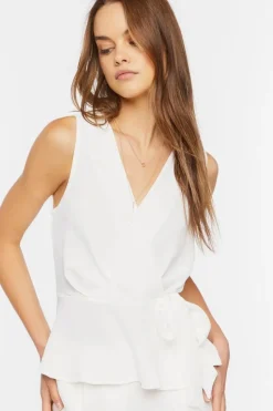 Surplice Self-Tie Flounce Top