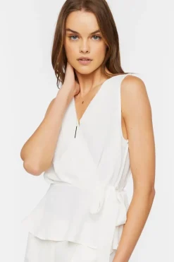 Surplice Self-Tie Flounce Top