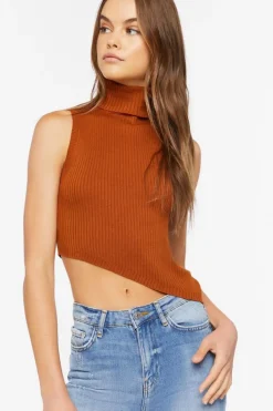 Sweater-Knit Asymmetrical Crop Top