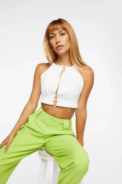 Sweater-Knit Cropped Halter Top