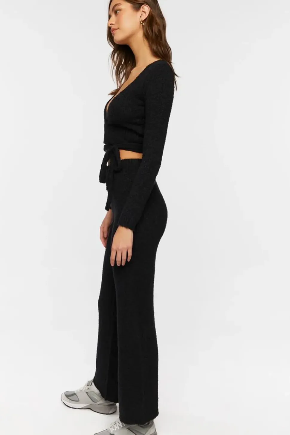 Sweater-Knit Crop Top & Pants Set
