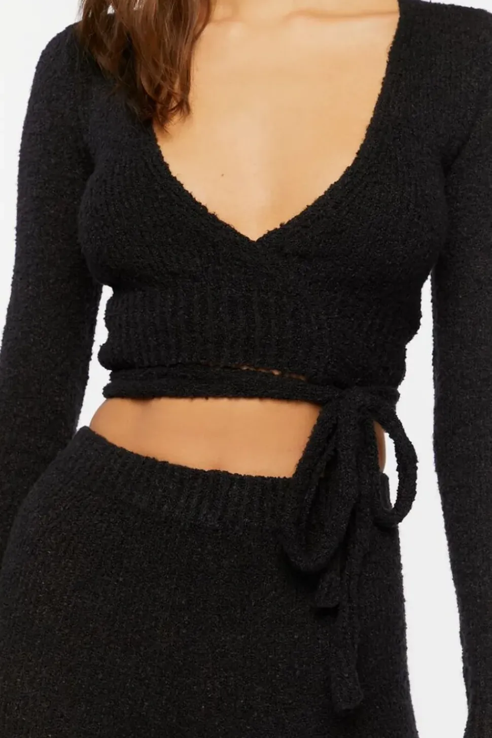 Sweater-Knit Crop Top & Pants Set