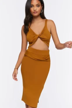 Sweater-Knit Crop Top & Skirt Set