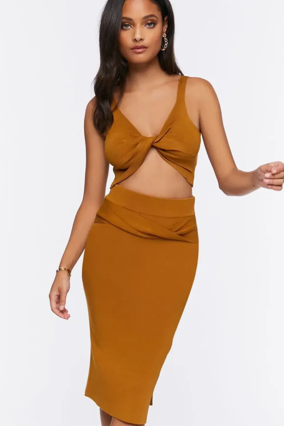 Sweater-Knit Crop Top & Skirt Set