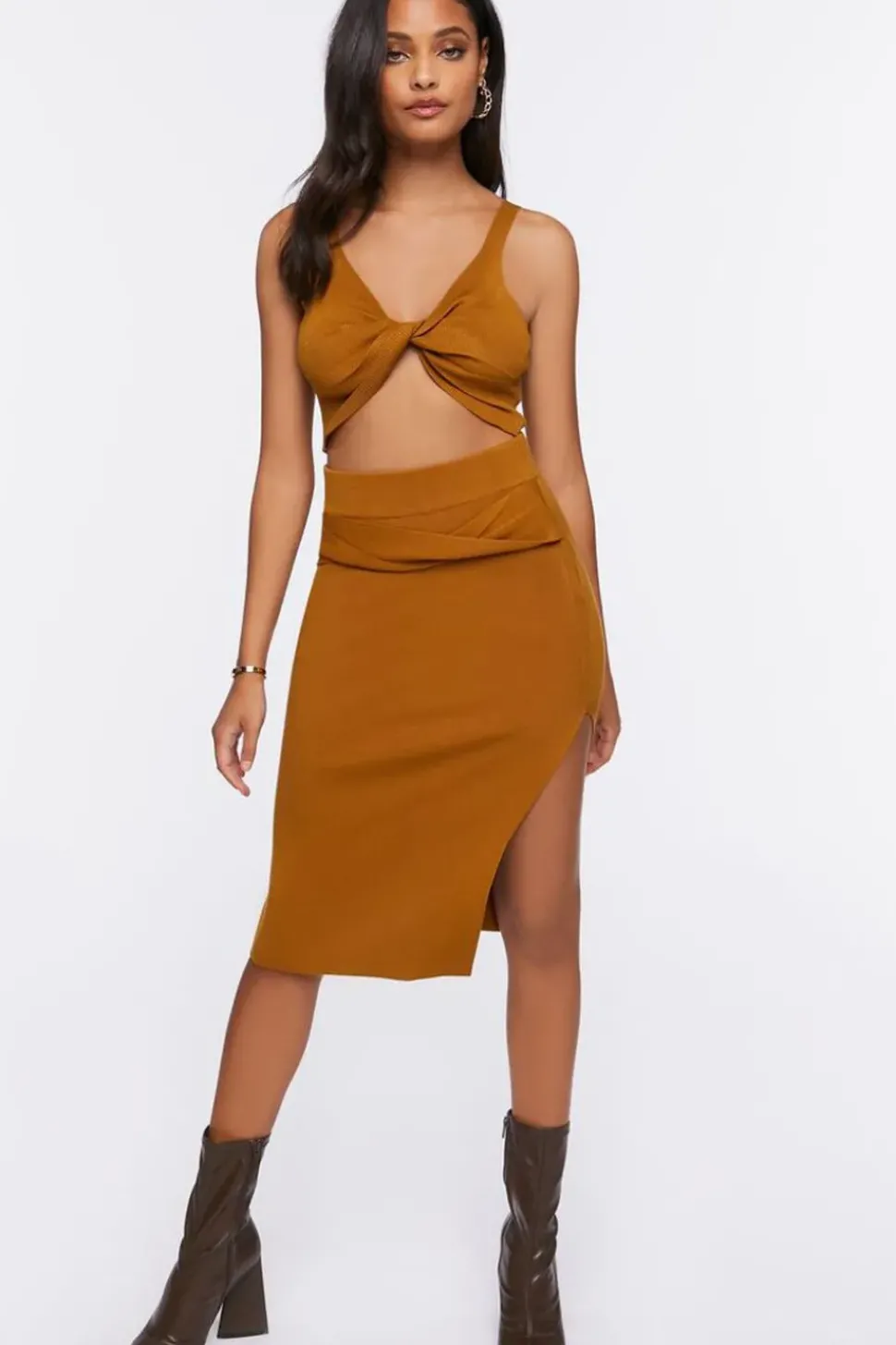 Sweater-Knit Crop Top & Skirt Set