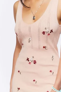 Sweater-Knit Embroidered Mini Dress