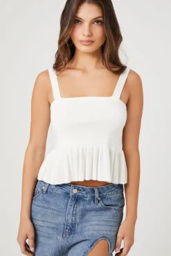 Sweater-Knit Flounce Tank Top