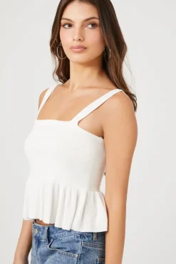 Sweater-Knit Flounce Tank Top