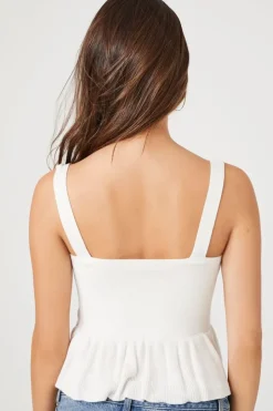 Sweater-Knit Flounce Tank Top