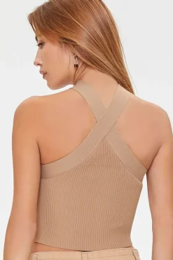 Sweater-Knit Halter Crop Top