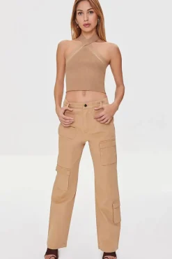 Sweater-Knit Halter Crop Top