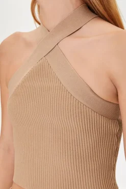 Sweater-Knit Halter Crop Top
