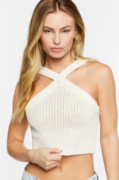 Sweater-Knit Halter Crop Top