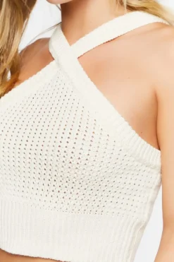 Sweater-Knit Halter Crop Top